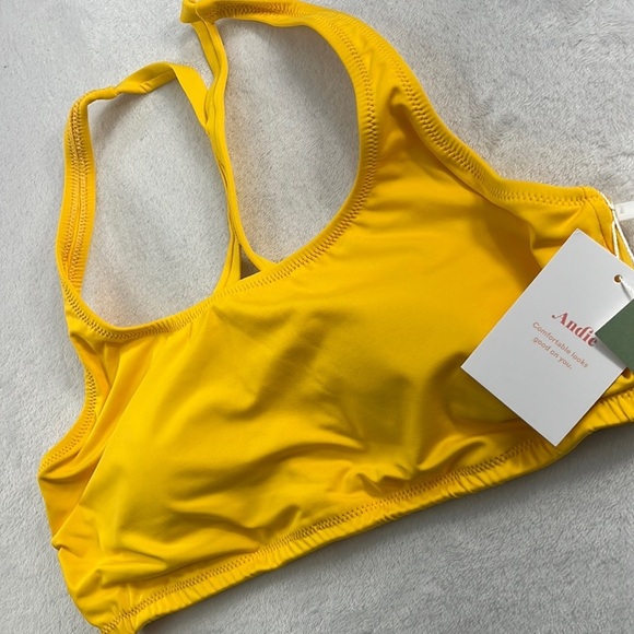 NWT Andie Swim Yellow L The Marina Top SUNB Racerback Swimsuit Top - Picture 1 of 11